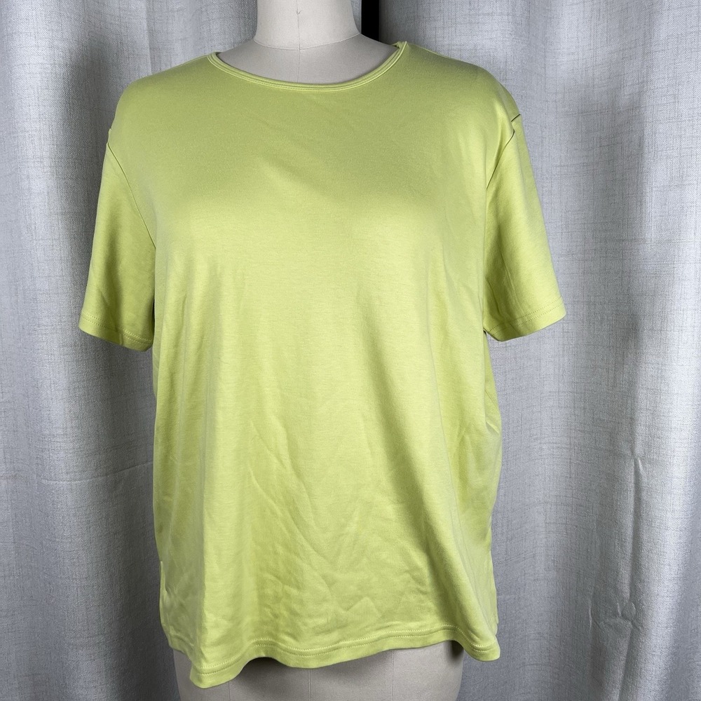 NEW! Talbots Top Women 1X Petite Yellow 100% Cotton Boat Neck Tee Shirt USA